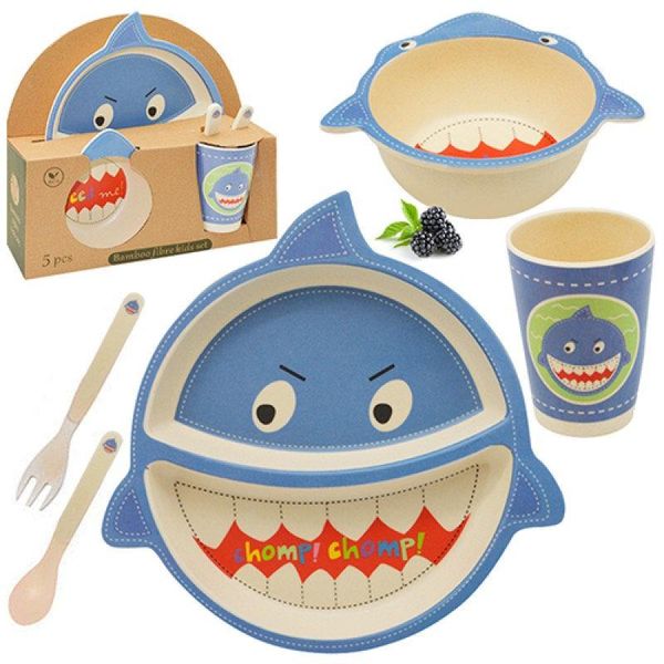 2770 - Набір посуду з бамбукового волокна (для дітей) акула, бамбуковий посуд для дітей, MH-2770