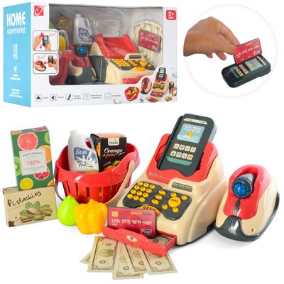 668-93 - Игровой набор Мой Магазин (Детская касса) - Кассовый аппарат с продуктами, сканер, корзинка