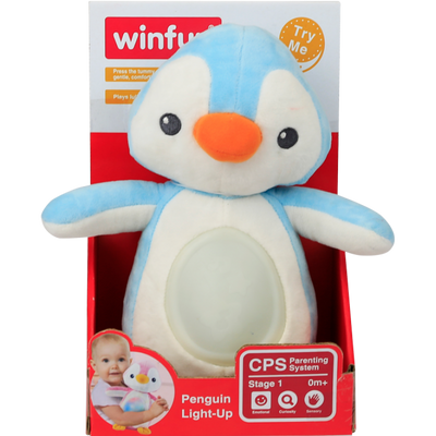 WinFun 0160-NL - Нічник для малюків Пінгвін блакитний музичний зі звуками природи WinFun