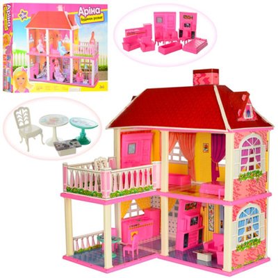 Metr+ 6980 - Домик Большой двухэтажный для кукол с мебелью и аксессуарами, дом для кукол 16 см