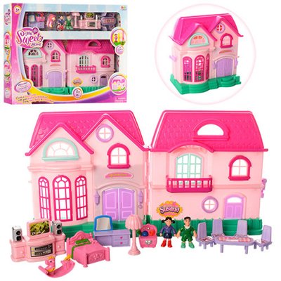 16526D - Детский домик "Семья" для кукол с мебелью и аксессуарами, фигурки, звук, свет