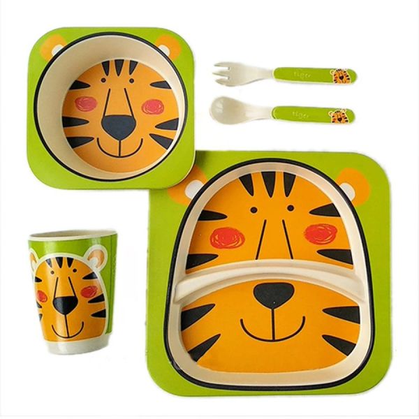 2770 - Набір посуду Тигр із бамбукового волокна Бджілка, бамбуковий посуд для дітей Bamboo Fibre kids 2770