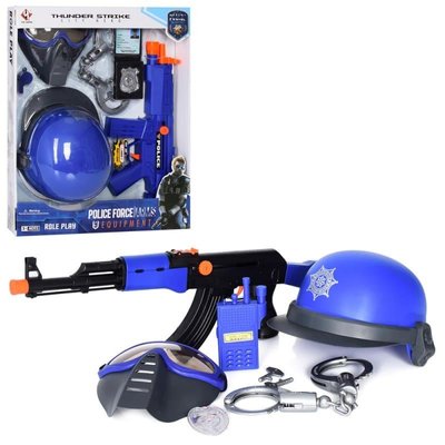 P017-P017A - Іграшковий набір поліцейського - каска автомат та маска