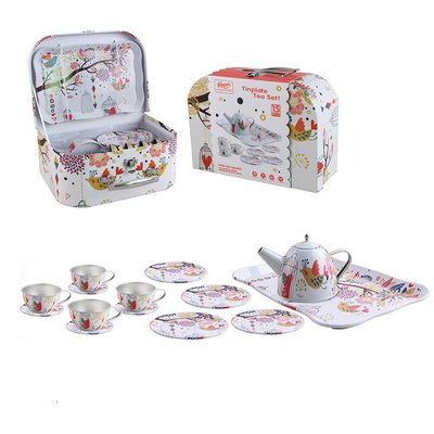 555-CH003 - Подарочный Детский набор игрушечной посуды в чемодане - Чайный сервиз, выглядит как настоящий