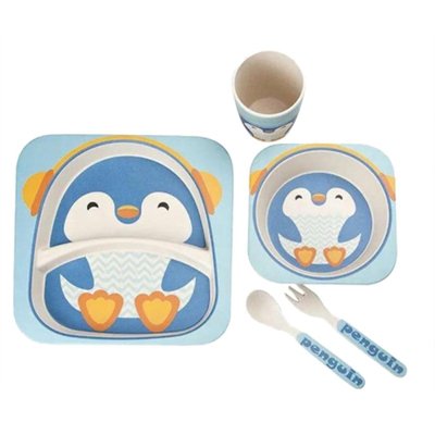 2770-26 - Набор посуды Пингвин из бамбукового волокна, бамбуковая посуда для детей Bamboo Fibre kids set, 2770-26