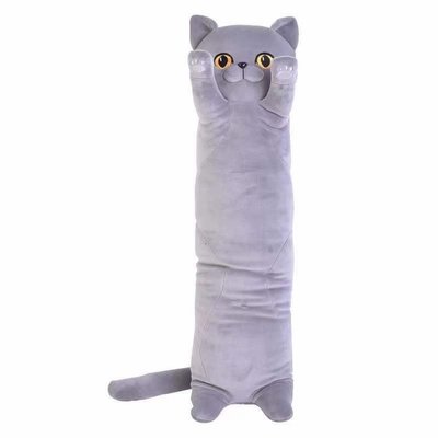 K4212, K15307 - М'яка іграшка Кіт Батон обнімашка сірий 65 см, довга іграшка подушка Кіт - обіймусь