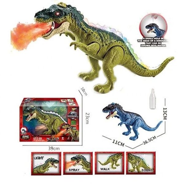 041 NY dino - Великий динозавр Тиранозавр ходить на батарейках, ричить, дише паром, світиться