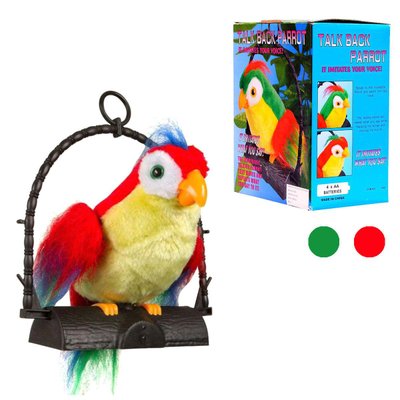 1018 - Навчальний Папуга-повторочка велика, м'яка іграшка, 1018