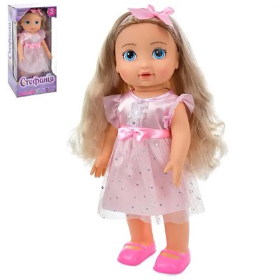 Limo Toy 5078 - Интерактивная кукла Стефания блондинка в розовом, ходит на батарейках, музыка