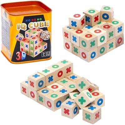 Danko Toys G-IQC-01-01 - Настольная игра "IQ Cube", классические крестики - нолики в 3д (3D) варианте игры, деревянные кубики