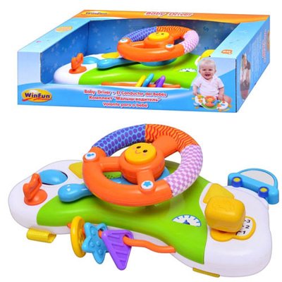 WinFun 0704-NL - Дитяче кермо - підвіска для малюків на кроватку, коляску, музика, світло, гризунці