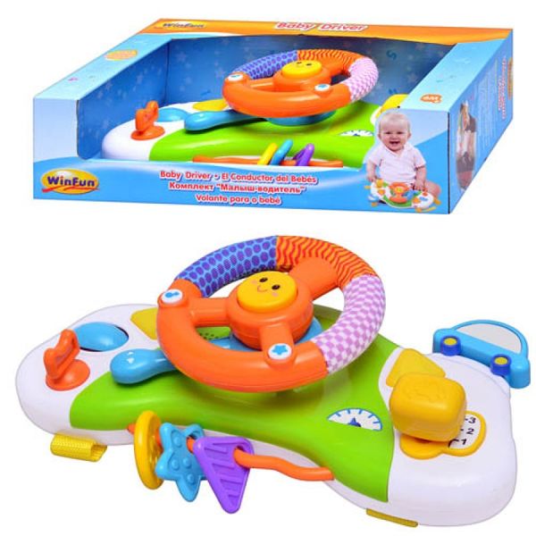 WinFun 0704-NL - Дитяче кермо - підвіска для малюків на кроватку, коляску, музика, світло, гризунці