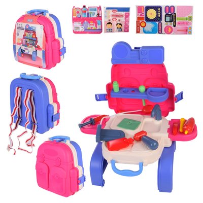 8113AP - Детский набор Доктор в рюкзаке который раскладывается в медицинский стол с инструментами