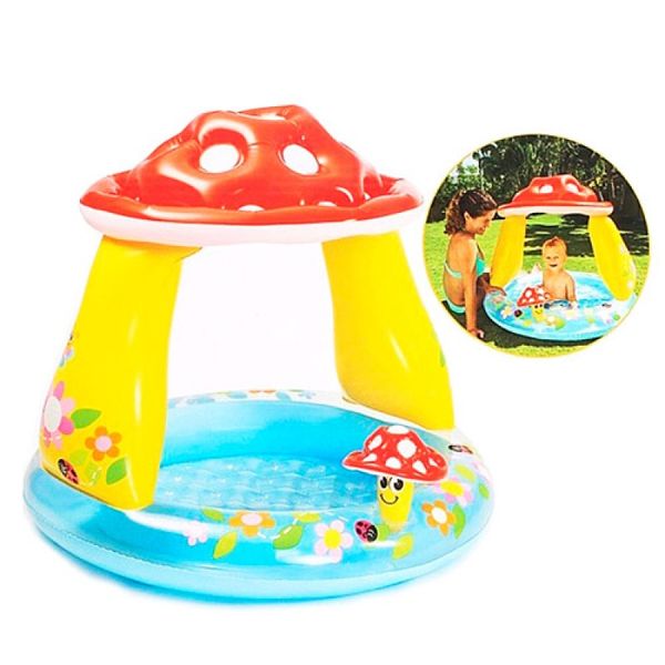 Intex 57114 - Дитячий надувний басейн для малюків Гриб з навісом 102 х 89 см