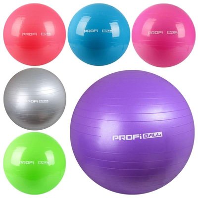 382 - Мяч для фитнеса 65 см, Фитбол, резина, 900 г, 6 цветов, в кульке, MS 0382