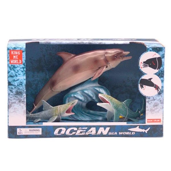 5502-1 more - Подарунковий набір серія "Океан, підводний світ" фігурки морських тварин - дельфін та акули