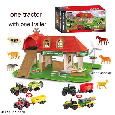 SQ80121-1A - Дитячий ігровий набір "Ферма" - будинок, трактор, фігурки тварин