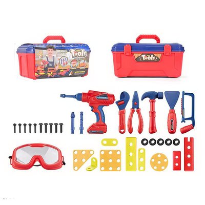 RX-904B - Игровой набор инструментов для мальчика в чемодане, дрель - шуруповерт, очки
