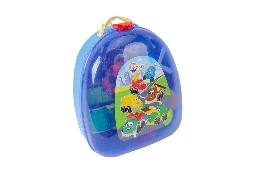 Технок 9253 - Набір пластикових машинок для малюків у рюкзачку, машинки для пісочниці, пластиковий рюкзак
