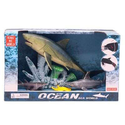 5502-2 more - Набор фигурки разных акул 3 штуки - подарочный набор серия "Океан" фигурки морские животные