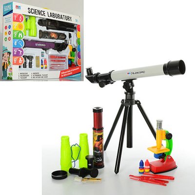 7004A - Дитячий ігровий навчальний набір - мікроскоп, телескоп, бінокль, підзорну трубу, аксесуари, 7004A