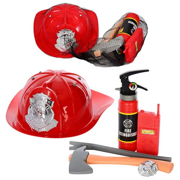 9918 B - Дитячий ігровий набір пожежника, каска, вогнегасник, сокира, набір пожежного