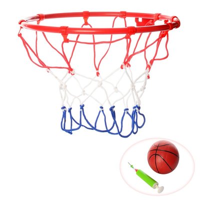 3371 - Баскетбольное кольцо 22 см металл, Набор для игры в баскетбол (мяч, кольцо, насос)