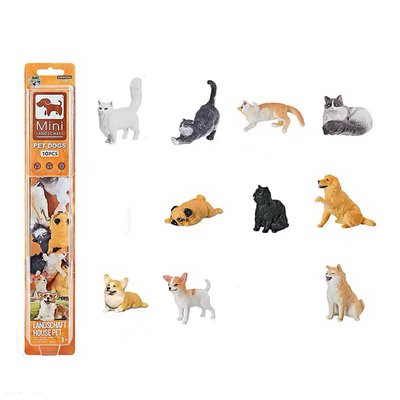 E095-7 - Детский игровой набор мини фигурки домашние животные - котики и собачки 10 штук