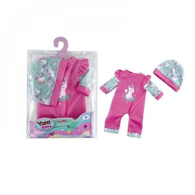 OBB_2024_04 - Одежда для пупса беби борн или куклы сестрички 35-42 см, розовый костюм единорог, шапочка