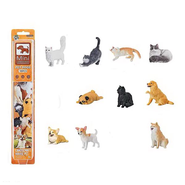 E095-7 - Дитячий ігровий набір міні фігурки домашні тварини - котики і собачки 10 штук