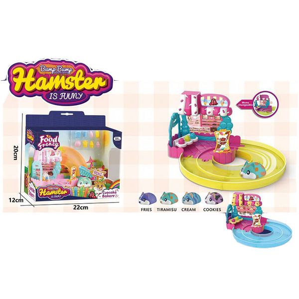Ігровий набір "Маленькі хом'ячки Hamster" - будинок кафе кондитерська для хом'яка, міні-трек 83089677 фото товару
