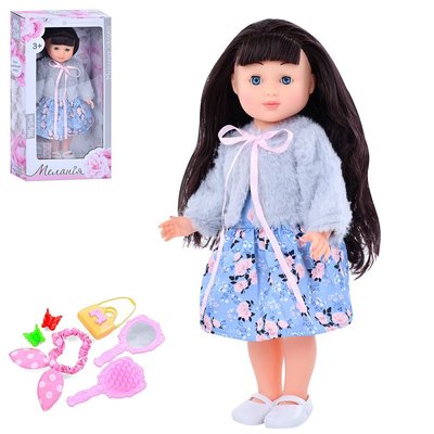 Limo Toy M 5755 - Музична класична лялька Меланія з темним довгим волосям для зачісок, блакитне плаття, пісні