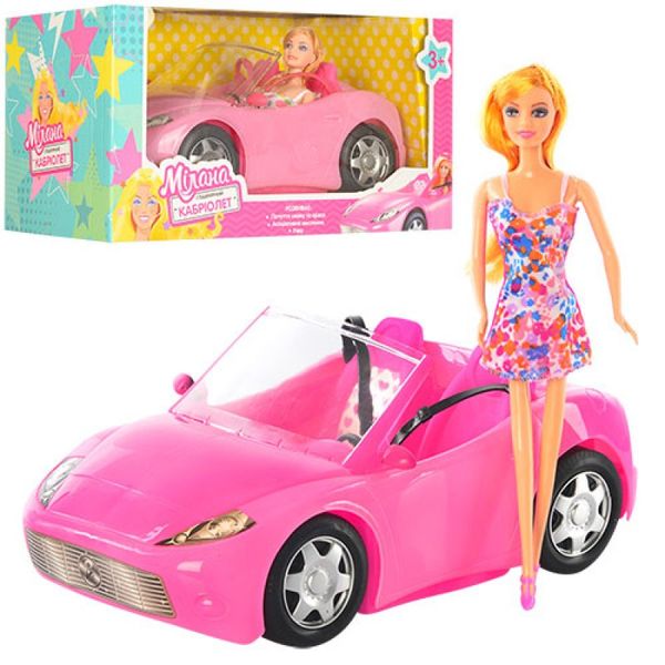925-167, K877 - Машина Кабріолет 32 см для ляльки , машина рожевий джип з лялькою