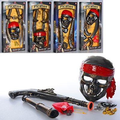8897A-131-2-3-4-5 - Игровой набор пирата с маской (мушкетами), наглазной повязкой, черной меткой и дукатами