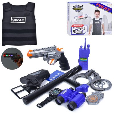 36230 - Детский игровой Набор полиции (спецназ), бронежелет, пистолет, наручники, часы, рация