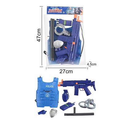 CH111B-6 - Детский игровой Набор полиции (спецназ), бронежелет, автомат, рация, жилет, наручники.