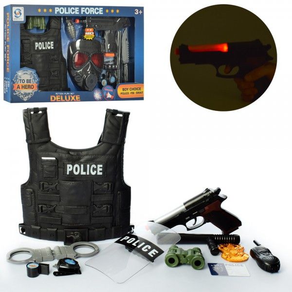 HSY-032-33 - Набір поліцейського з жилетом, зброєю (світло, звук) та іншими аксесуарами
