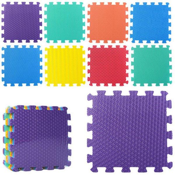 2630 - Дитячий килимок Мозаїка Пазл для підлоги Масажний EVA, 9 деталей, 6 текстур, 2630