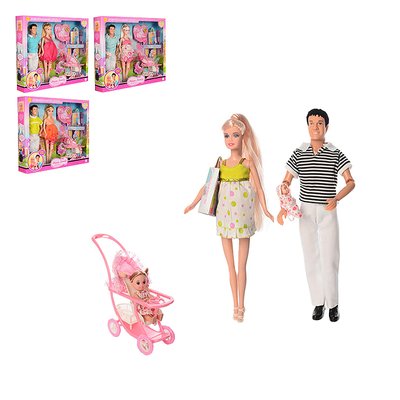 Defa 8088 - Набір ляльок сім'я - лялька вагітна і кен, дитина донька і пупс, серія ляльок