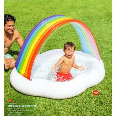 Intex 57141 - Дитячий надувний басейн для малюків з навісом — дахом у вигляді Веселки, для малечі від 1 року