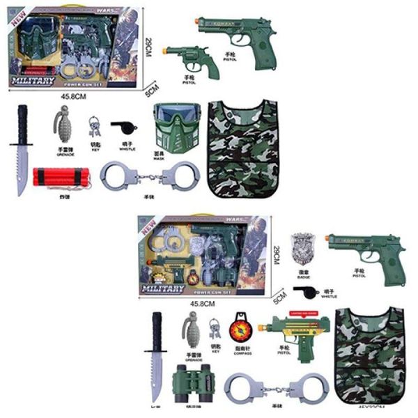 JS010-12A - Дитячий ігровий набір з іграшковою зброєю військовий, жилет, пістолет, наручники, 2 види
