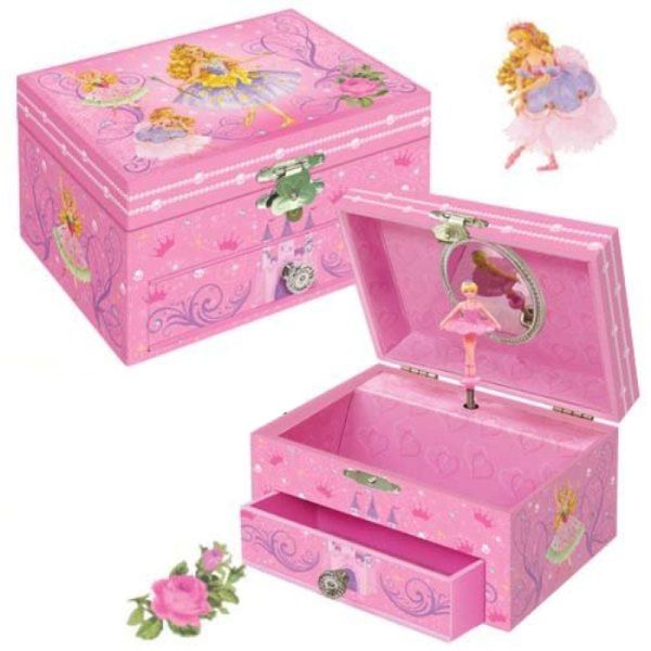 BP-101 - Дитяча музична скринька - заводна шкатулка з дзеркалом і балериною рожева Принцеса