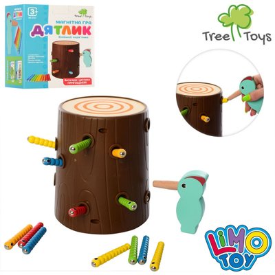 Limo Toy MD 2751 - Магнітна дерев'яна гра Дятлик для малюків, пташка дятел, дерево, гусениці