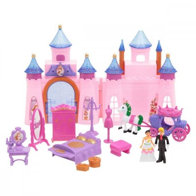 Замок для ляльок принцеси з героями, меблі, карета, музика, світло, на батарейці SG-2973