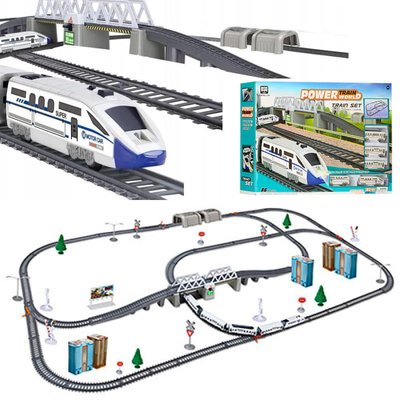 2181 - Железная дорога Современный поезд Молния супер экспресс, большой набор с мостом