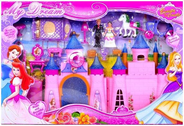SG-2973 - Замок для ляльок принцеси з героями, меблі, карета, музика, світло, на батарейці