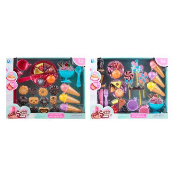 DG500-1-2 - Игровой набор продукты мороженное, сладости, карамель, тортик, посуда, 2 вида, DG500-1-2