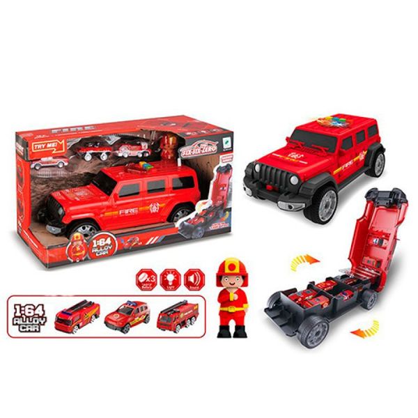 660-A256 - Машина джип контейнер-гараж пожежний, машинки 3 шт 660-A256