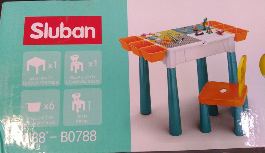 Sluban 0788 - Столик для конструктора , 3 в 1 со стульчиком, 0788