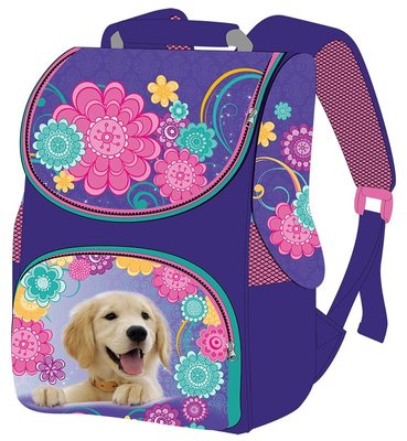 Smile 988636 - Ранец (рюкзак) — короб ортопедичний для дівчинки — Собачка, стильний фіолетовий із візерунком, Smile 988636